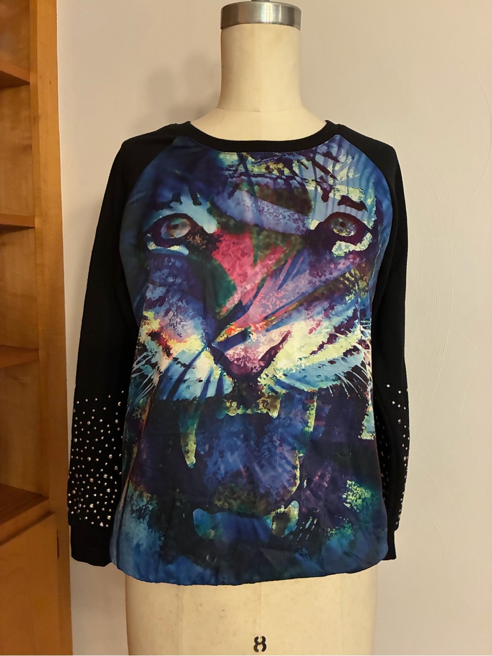 Rue21 Multicolor Watercolor Tiger Print Sweatshirt Abstract Streetwear